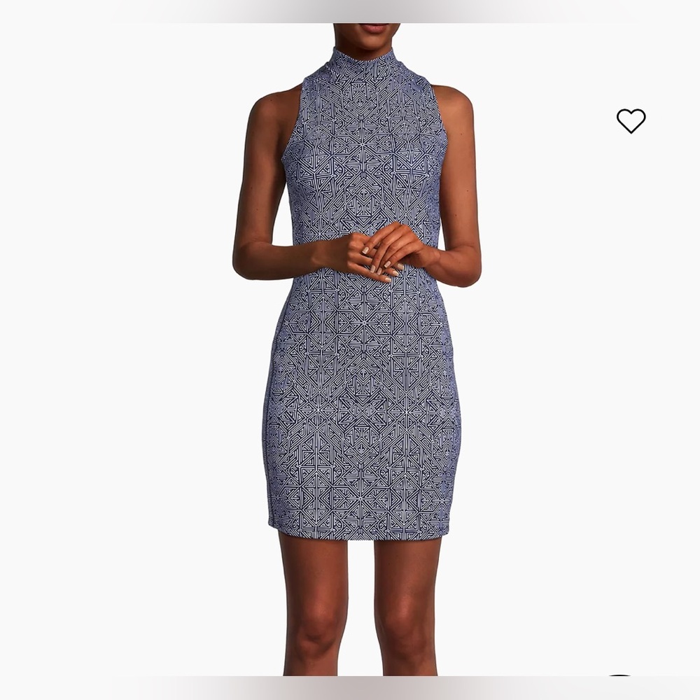 Greyson Sleeveless Labryinth Nova Dress - Blue/White Patterned